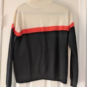 Colorblock Cashmere Sweater - Black, Cream, and Red